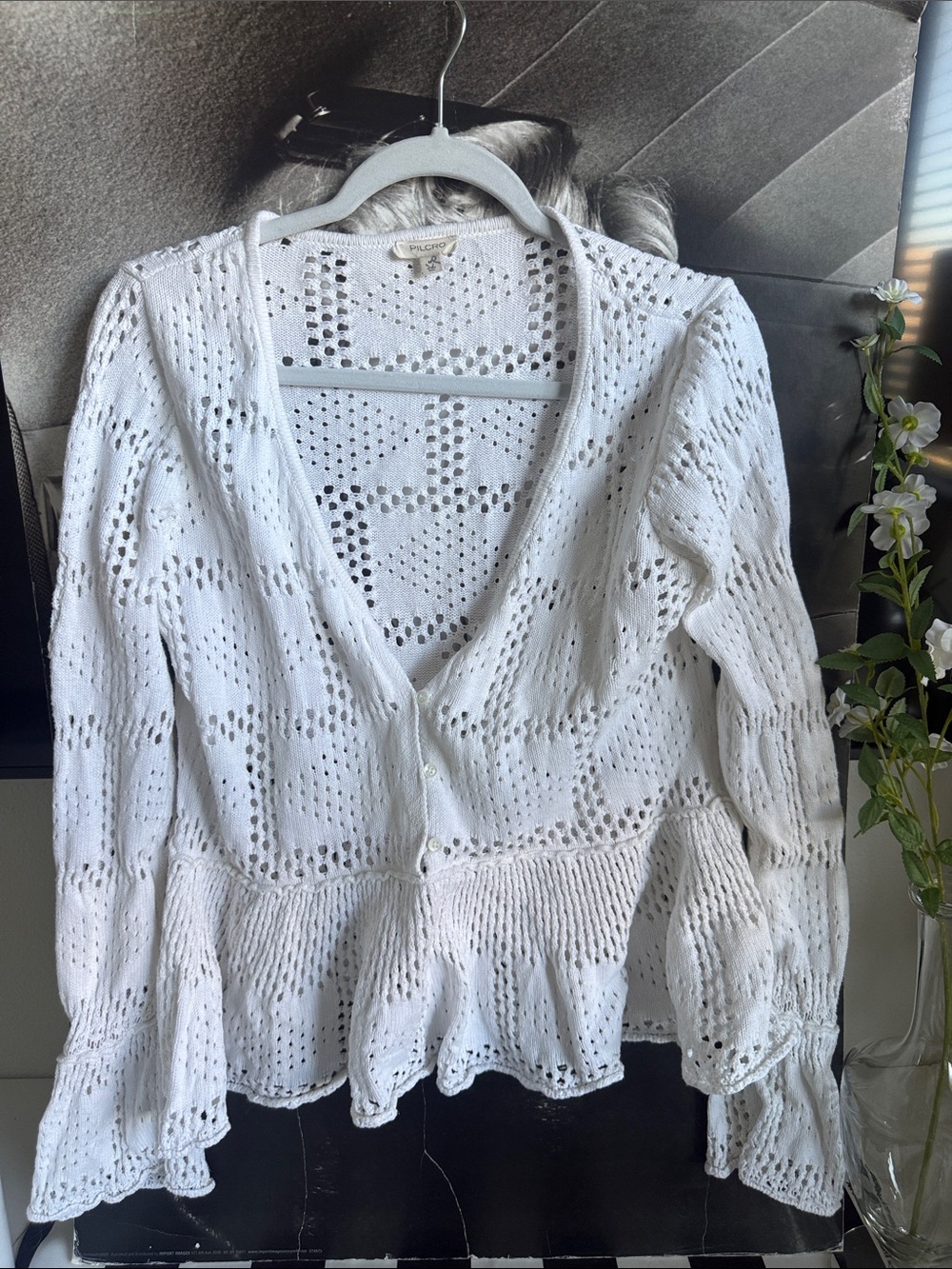 Pilcro White Crochet Open-Knit Top